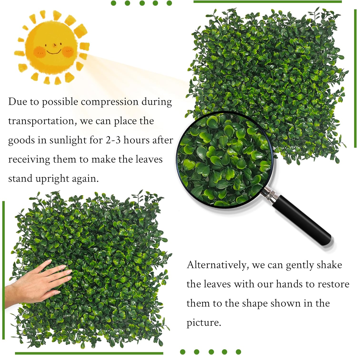 Artificial Grass Wall Panel,10x 10(12P) 4-Layer Leaf UV-Anti Greenery Faux Boxwood for Indoor,Outdoor Patio Balcony Privacy & Ivy Fence Covering Privacy, Garden, Backyard Wall Backdrop Decor